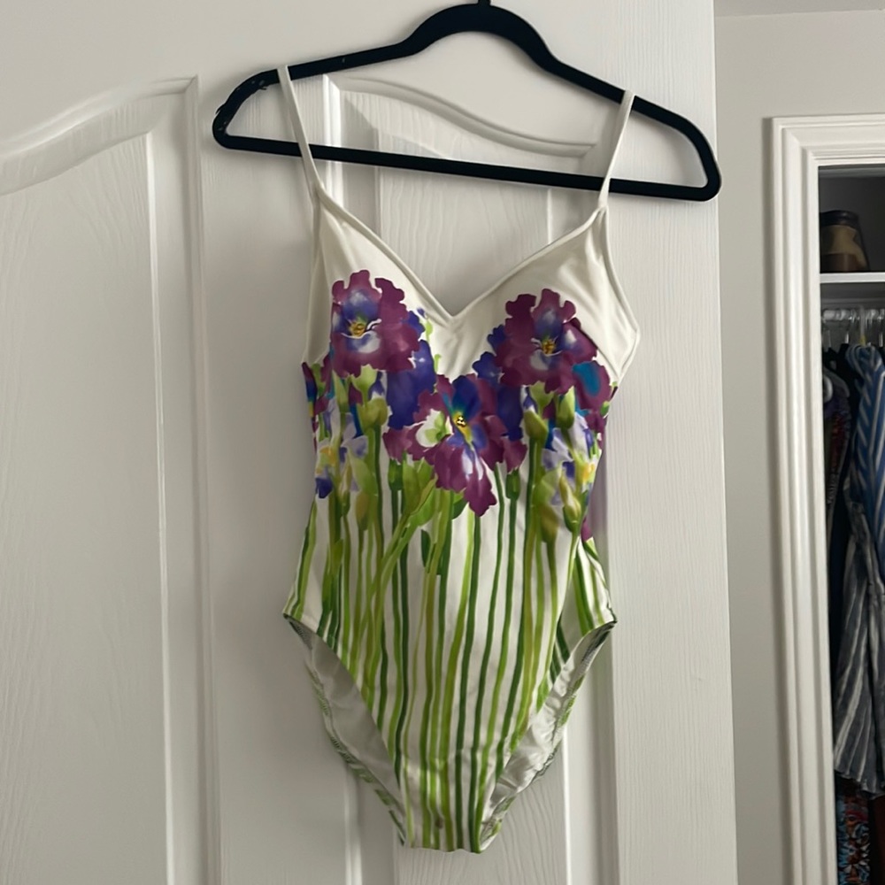 Gottex violet floral swimsuit